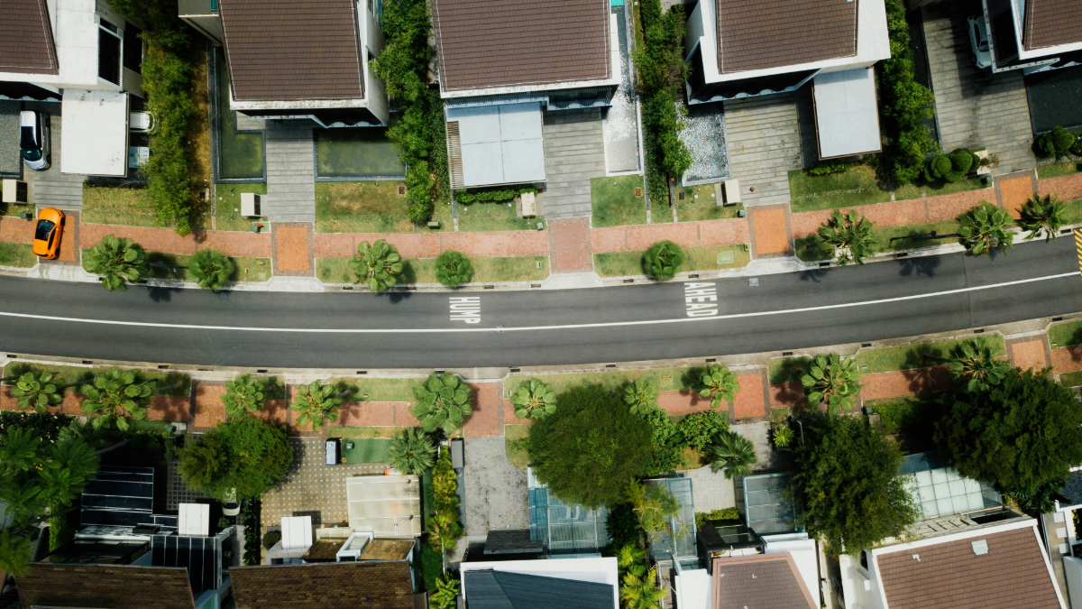 aerial photo of a neighborhood